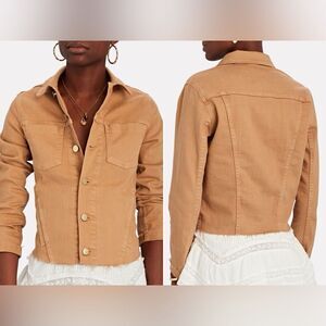 L'AGENCE NWT Janelle Cropped Denim Jacket in Dark Camel Size Medium